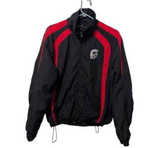 Sport Tek Windbreaker Men Small Black Red‎ Aztec Full Zip Jacket Lightweight